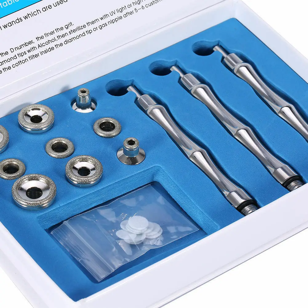 Microdermabrasion Diamond Tips Replacements and Wands, Diamond Dermabrasion Machine Heads Replacements 3 Wands 9 Tips