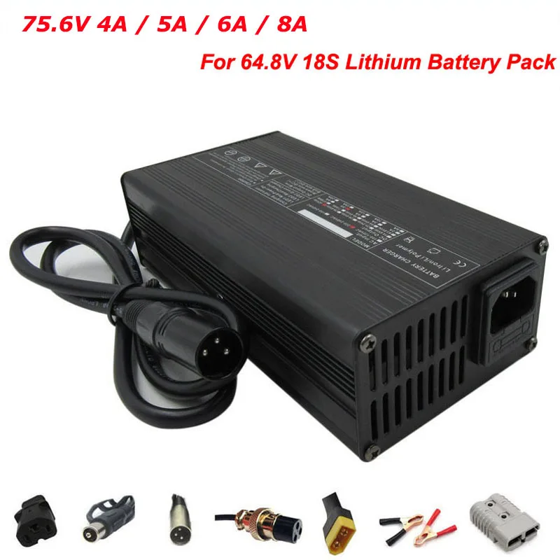 WAOUKS 54.6V 5A Charger 54.6V Lithium Battery Charger Output 3pin C13 N+ L-  Connector Used for 13S 48V Li-ion Battery Charger Pack Smart Charger