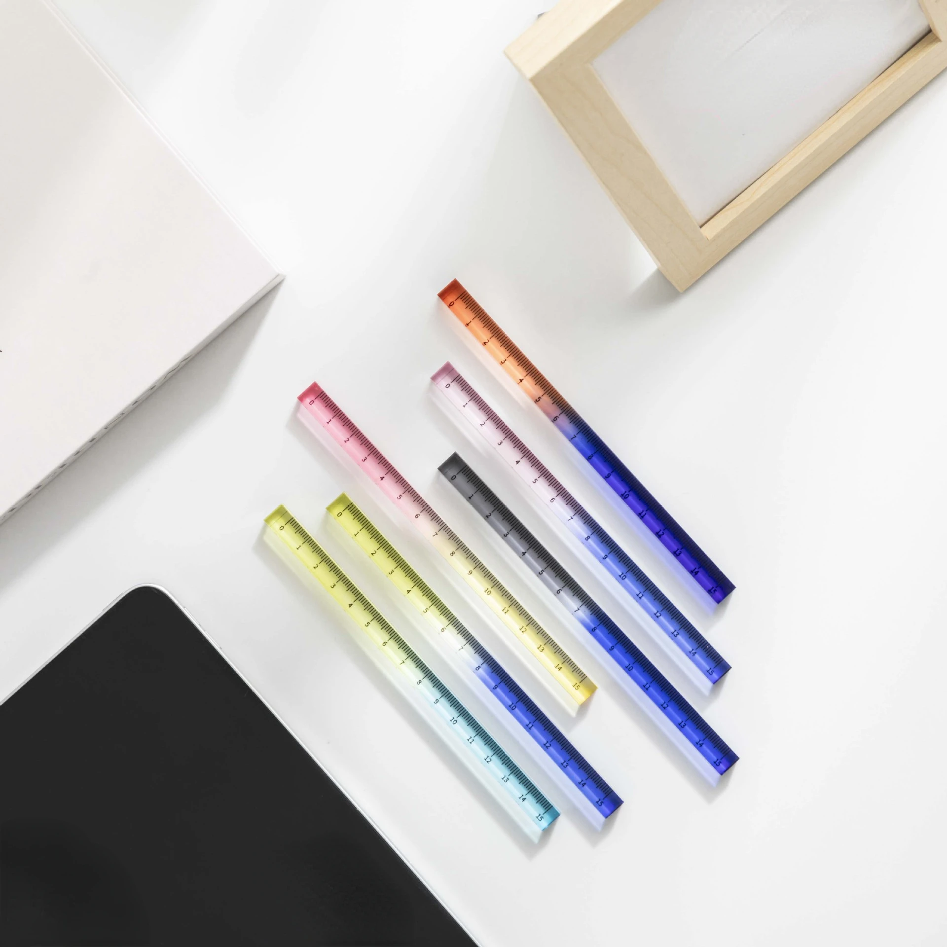 15cm Transparent Gradient Straight Ruler Rectangle Ruler Student Stationery Measuring Drawing Tools Office School Supplies