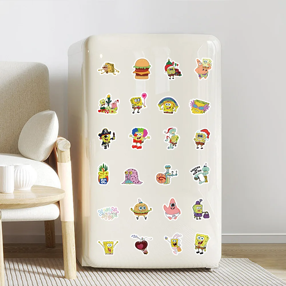 100 Stück Kawaii SpongeBob Schwammkopf Cartoon Graffiti Aufkleber Gepäck Notebook Cartoon Wasserdichte Aufkleber Kinder Spielzeug Dekoration – Detail 6