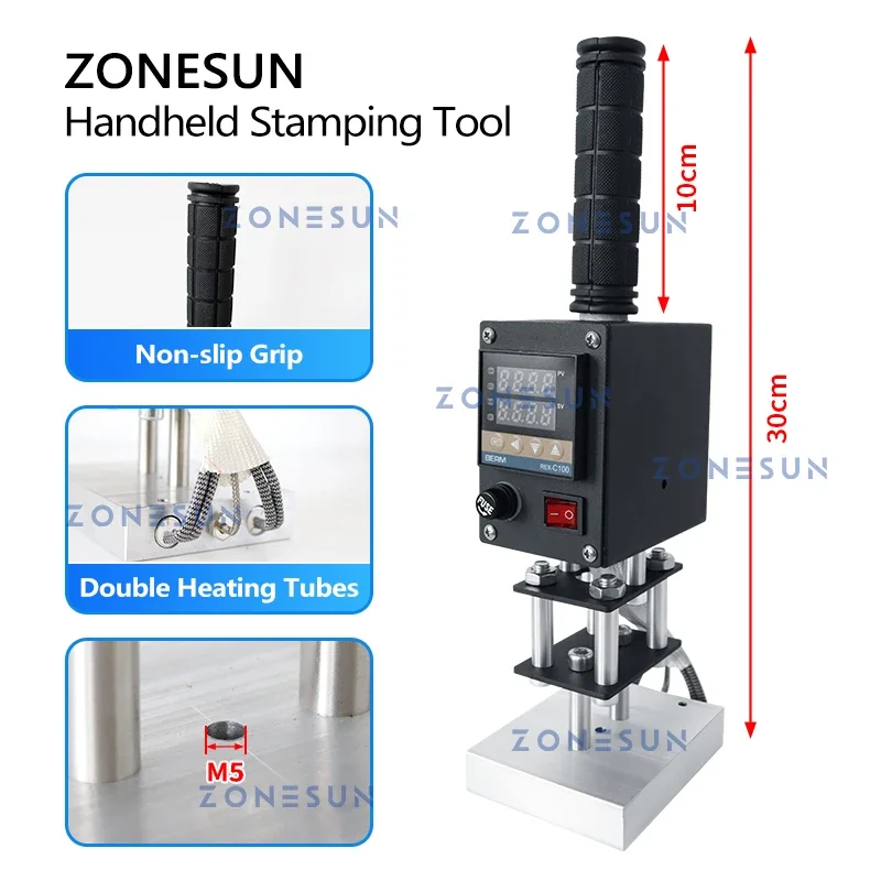ZONESUN 휴대용 핫 스탬핑 기계, 열 프레스, 디지털 가죽 도구, 종이 목재 맞춤형 로고 포일 스탬프 ZS-HST1