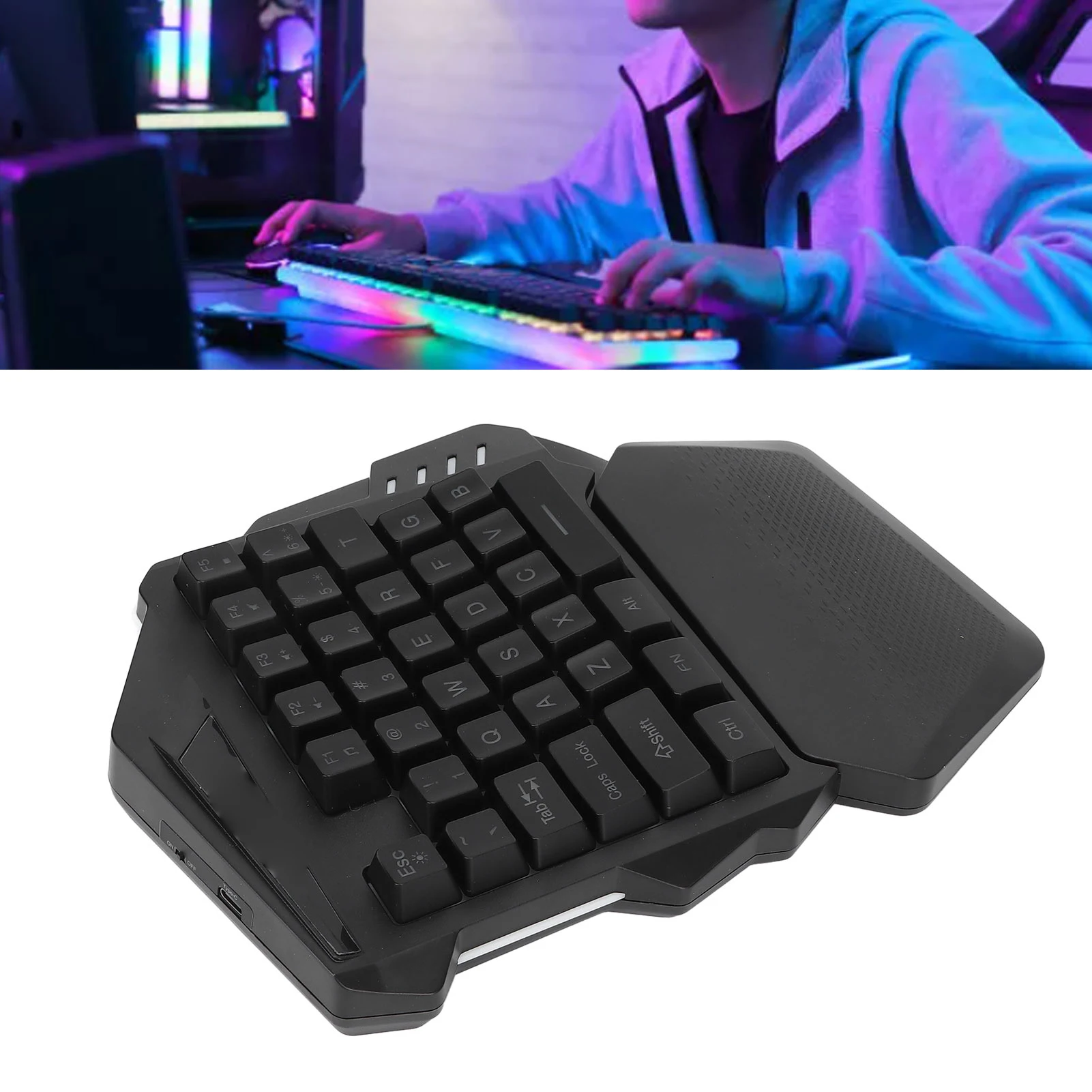 미니 기계식 키보드 한 손으로 게임용 키보드 2.4G 무선 RGB 조명 ABS 35 키 컴퓨터 용 게임용 키보드
