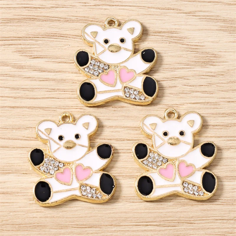 Tusember 10 Stück 22 x 24 mm niedliche Anhänger, Kawaii, bunte Bären-Charms für DIY-Schmuckzubehör, handgefertigte Ohrringe, Armbänder, Halsketten – Detail 8