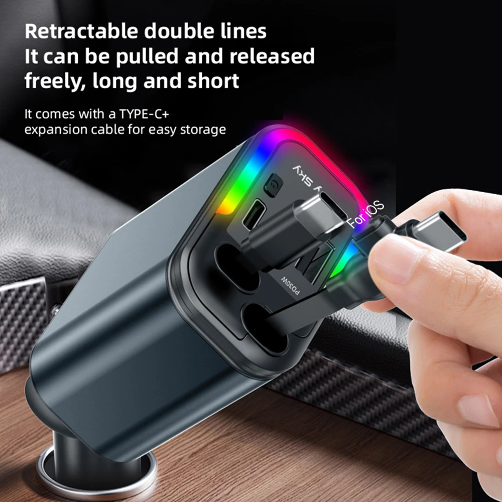 180W 블루투스 5.3 차량용 핸드폰 충전기 PD QC 3.0 초고속 차량용 FM 트랜스미터 핸즈프리 차량용 키트 TF 카드 & USB 메모리 음악 플레이어