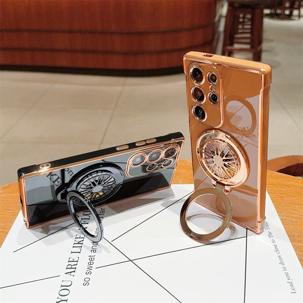 Deluxe Plating Gyroscope Bracket Case with Ring Holder Stand
