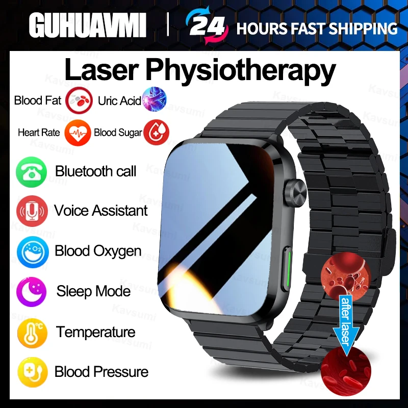 Smart Watch Medico Grasso Nel Sangue + Zucchero Nel Sangue Non Invasivo + Terapia Laser + Frequenza Cardiaca + Pressione Sanguigna + Temperatura + Oro