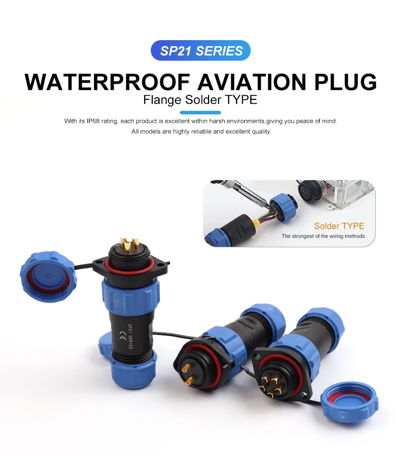 SP21 Hintermutter 2/3/4/5/7/9/12 Pin IP68 Wasserdichter Steckverbinder Schweißflansch Typ Steckdose Elektrogerät Drahtverbinder – Detail 5