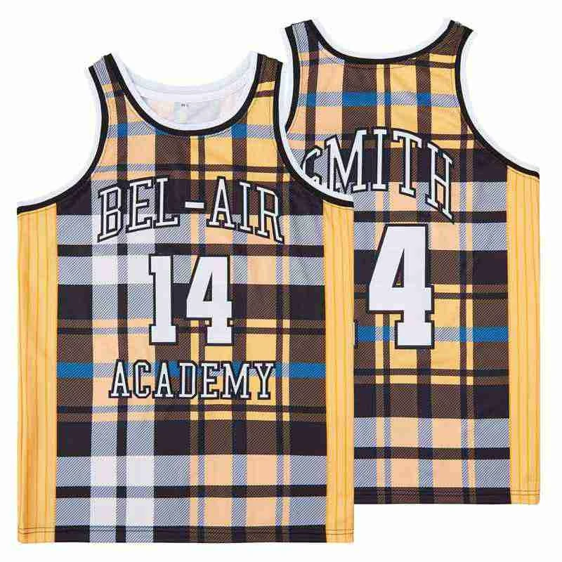 BG Basketball Jersey The Fresh Prince 14 Bel Air Academy Jerseys Embroidery Sewing Outdoor Sportswear Hip-hop Movie Blue