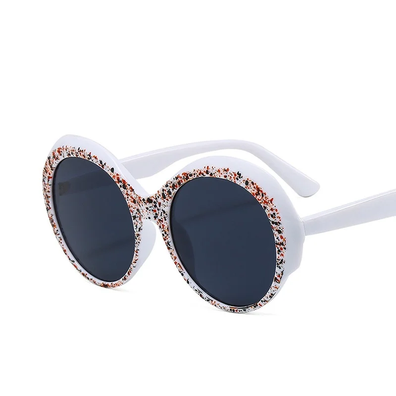 

Luxury Brand Round Frame Printing Sunglasses for Women Street Shooting Oversize Female Male Eyeglasses UV400 Trendy Glasses New