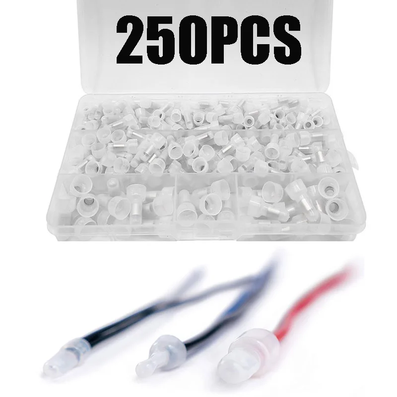 E-INFINITY 100Pcs Mix Size Closed End Crimp Caps Electrical Wire Cable Terminals Connectors Set - Foto 2