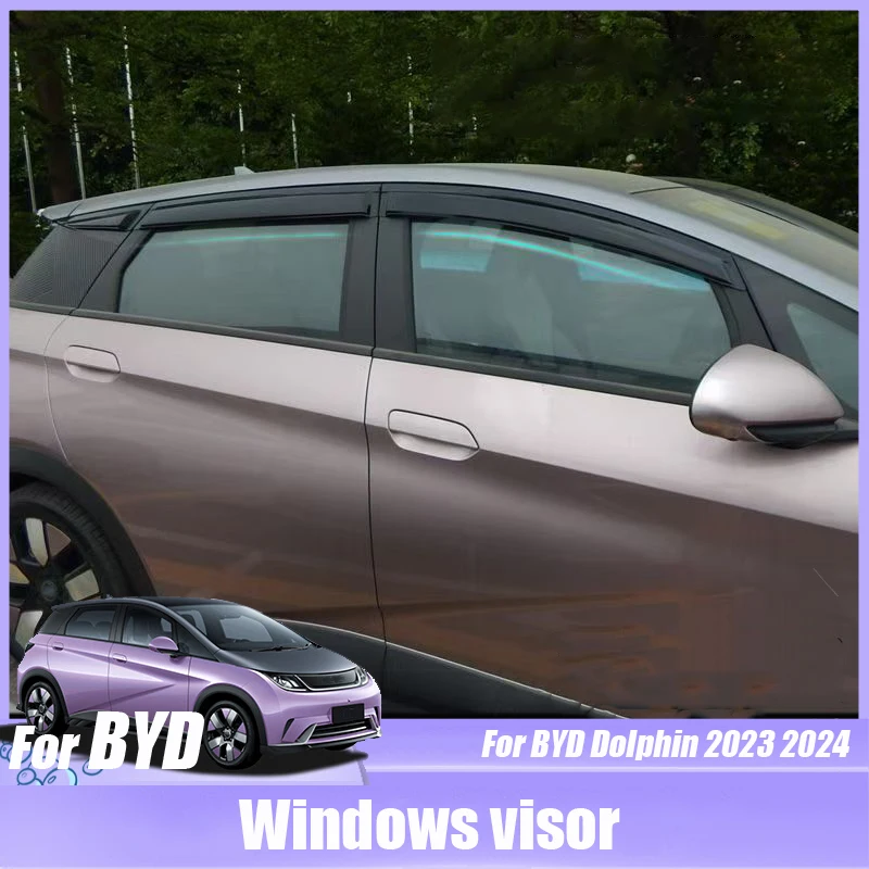 For BYD Dolphin Windows visor Rain proof car windows bright strip lengthening Automotive exterior modification