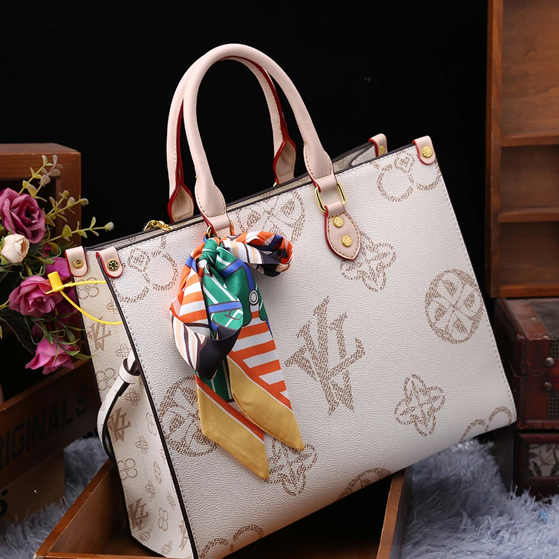 Hong Kong Genuine Leather Women's Bag 2023 New Large Capacity Tote Bag  Print Shopping Bag Large Bag Portable Shoulder Bag - AliExpress