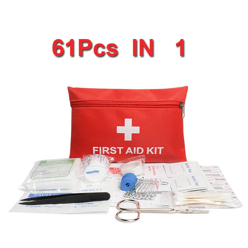 

Survival Kit Gear 61pcs Medicines Lifesaving Equipment Household Medical Accessories Emergency First Aid Bag for Travel Hiking