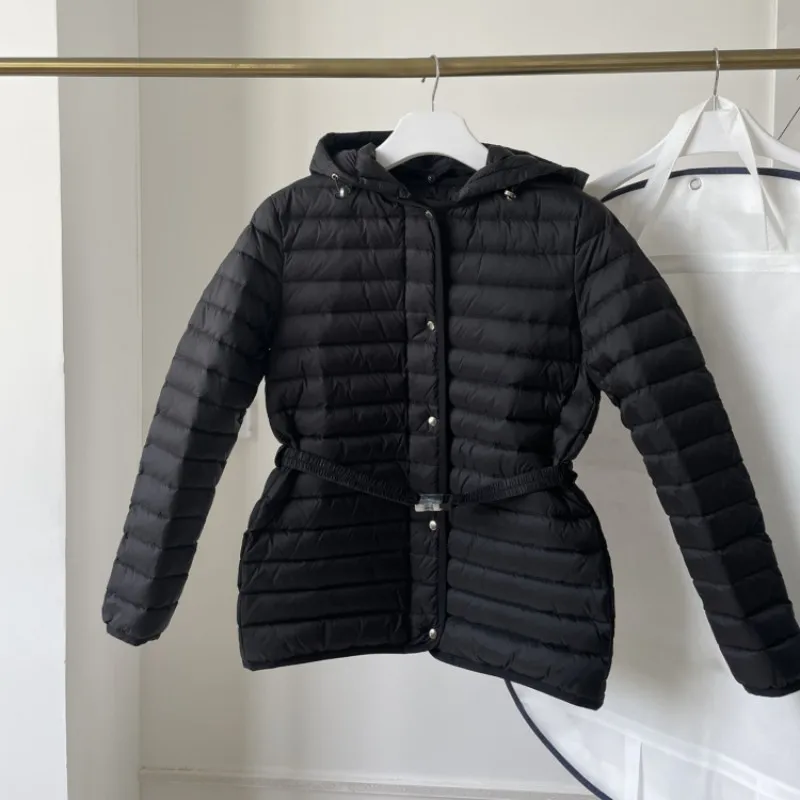 

2023 Women's Clothing Belt accessories hood detachable down jacket Winter New 1016