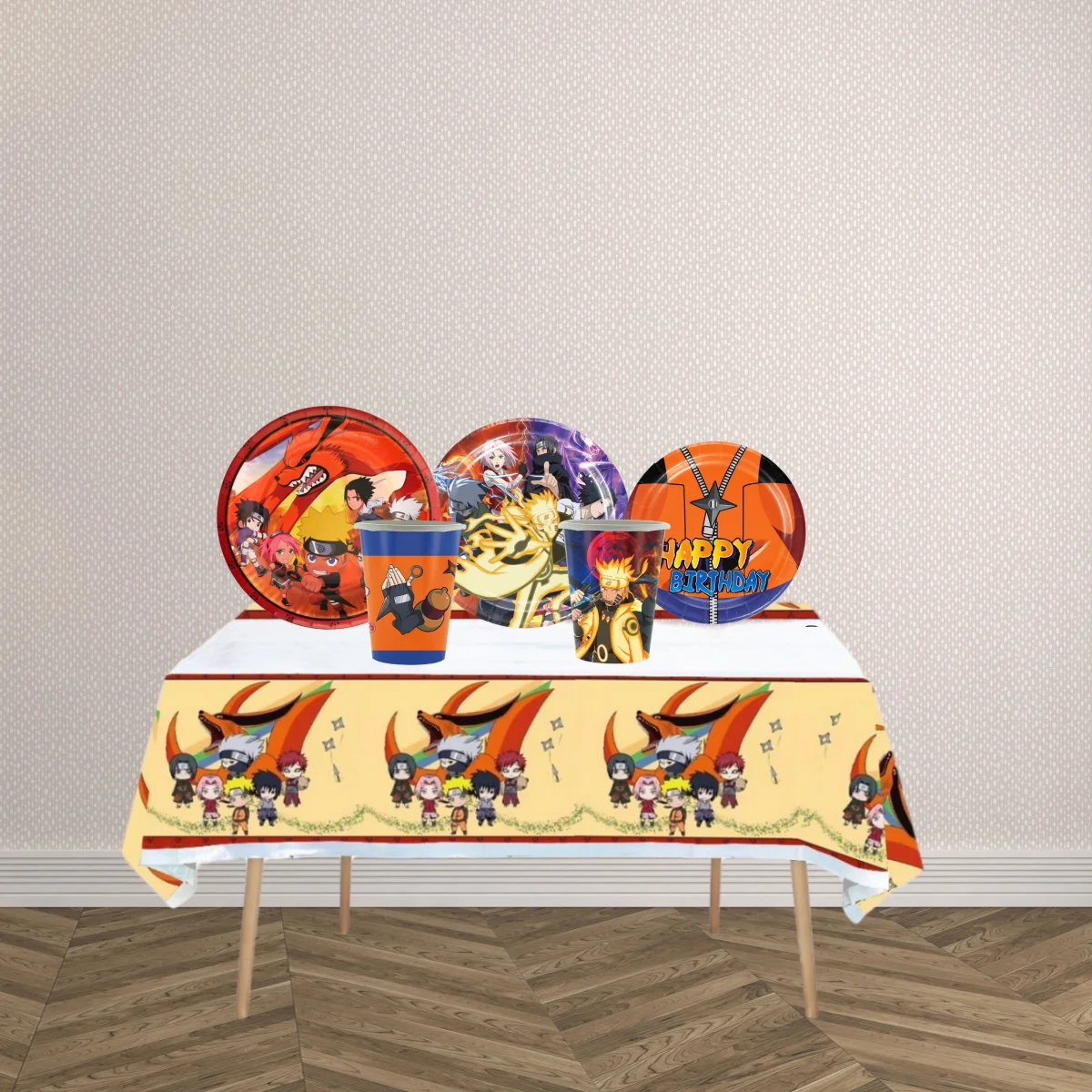 Ultimate Naruto Birthday Party Supplies Set - Ninja Tableware Kit with Paper Cups, Plates, and Tablecloth, Perfect