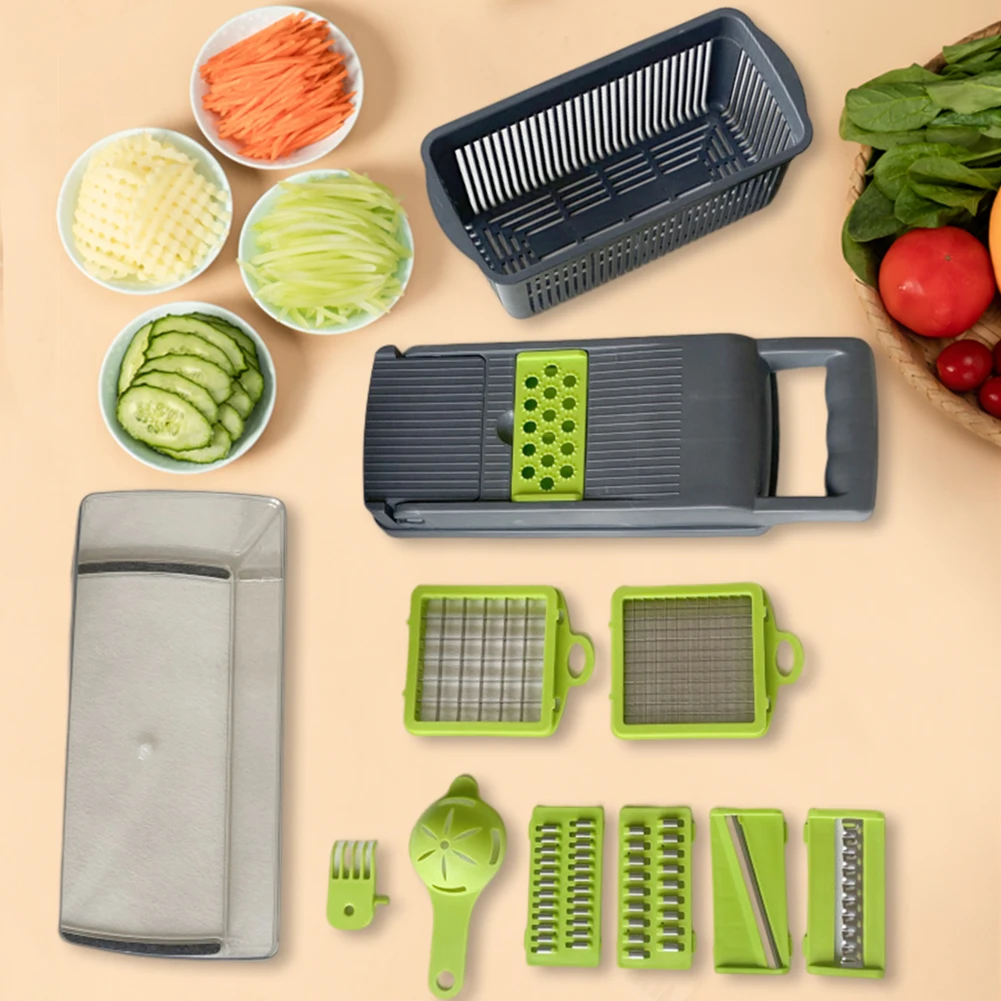 12in1 Multifunctional Vegetable Slicer Cutter Shredders Slicer Fruit Potato  Chopper Carrot Grater With Basket Kitchen Accessory - AliExpress