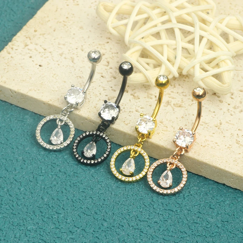 Crystal Circle Belly Button Rings Stainless Steel Butterfly Belly Ring Cute Pink Navel Barbell Piercing Nombril For Women Mix