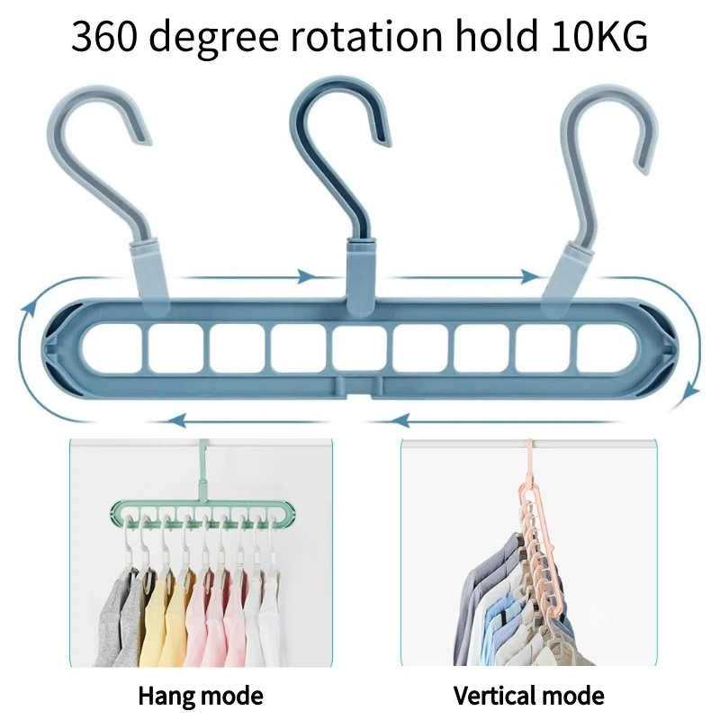 5Pcs Multicolor Space Saving Hangers Magic Hanger Organizer with 9 Holes for Closet Heavy Duty Plastic Hanger for Home Dorm Room clothes hanger storage hanger