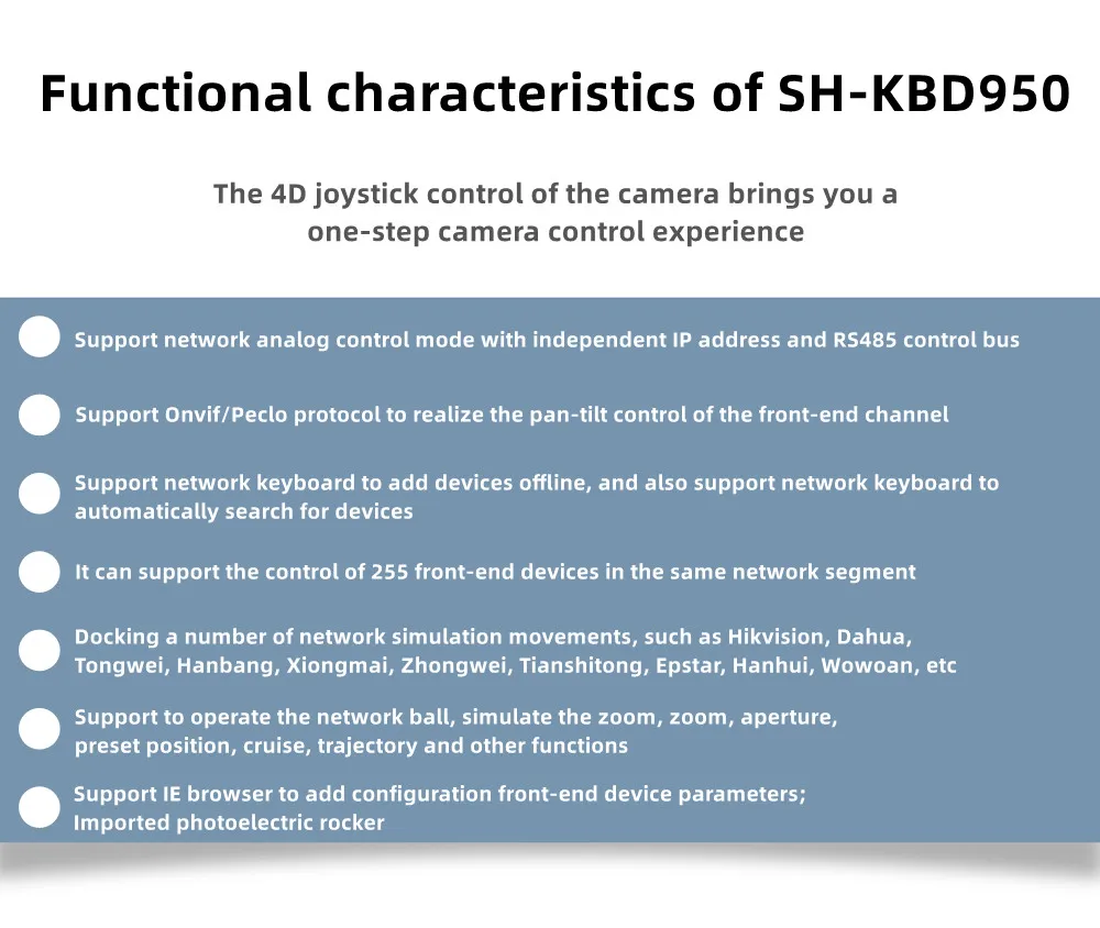 Camera Joystick Controller 4D LCD Screen RS485 Onvif Pelco-d Pelco-p 4D PTZ Controller for Broadcast Church Live Streaming