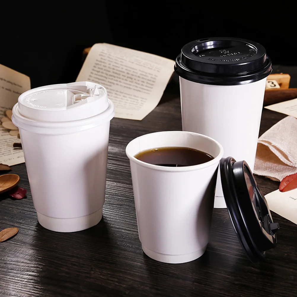 50pcs Disposable Coffee Cups With Lid