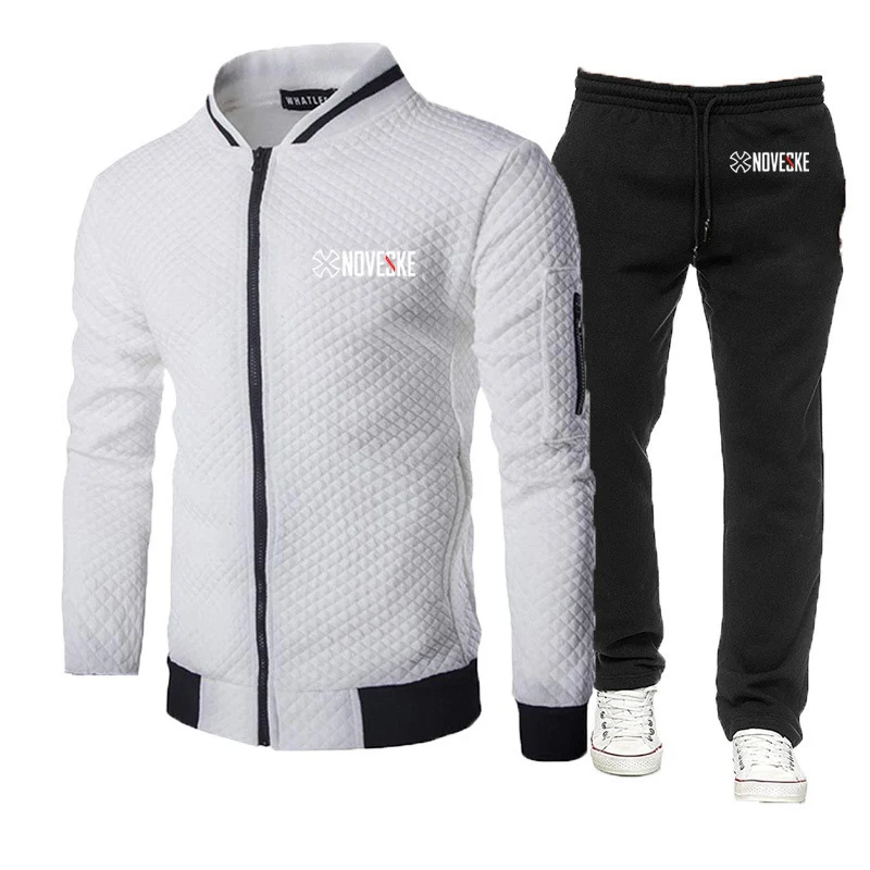 Mens Funny Print Zipper Hoodie and Sports Pants Set