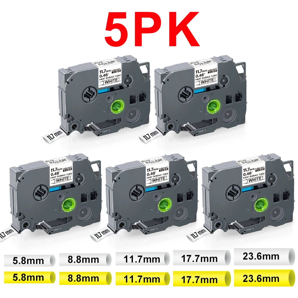 

5PK телефон, совместимый с Brother, термоусадочная лампа, Φ 241 251 631 621 611 для Brother P-touch, устройство для изготовления этикеток