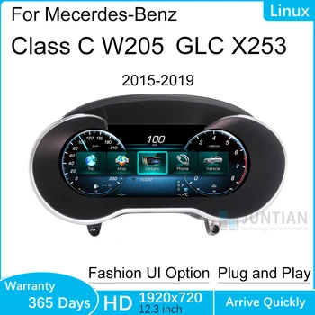 Panel de instrumentos digital LCD para Mercedes Benz C/GLC V205 W205/X253 2015-2020 NTG 5.0 5.5 con Carplay 1