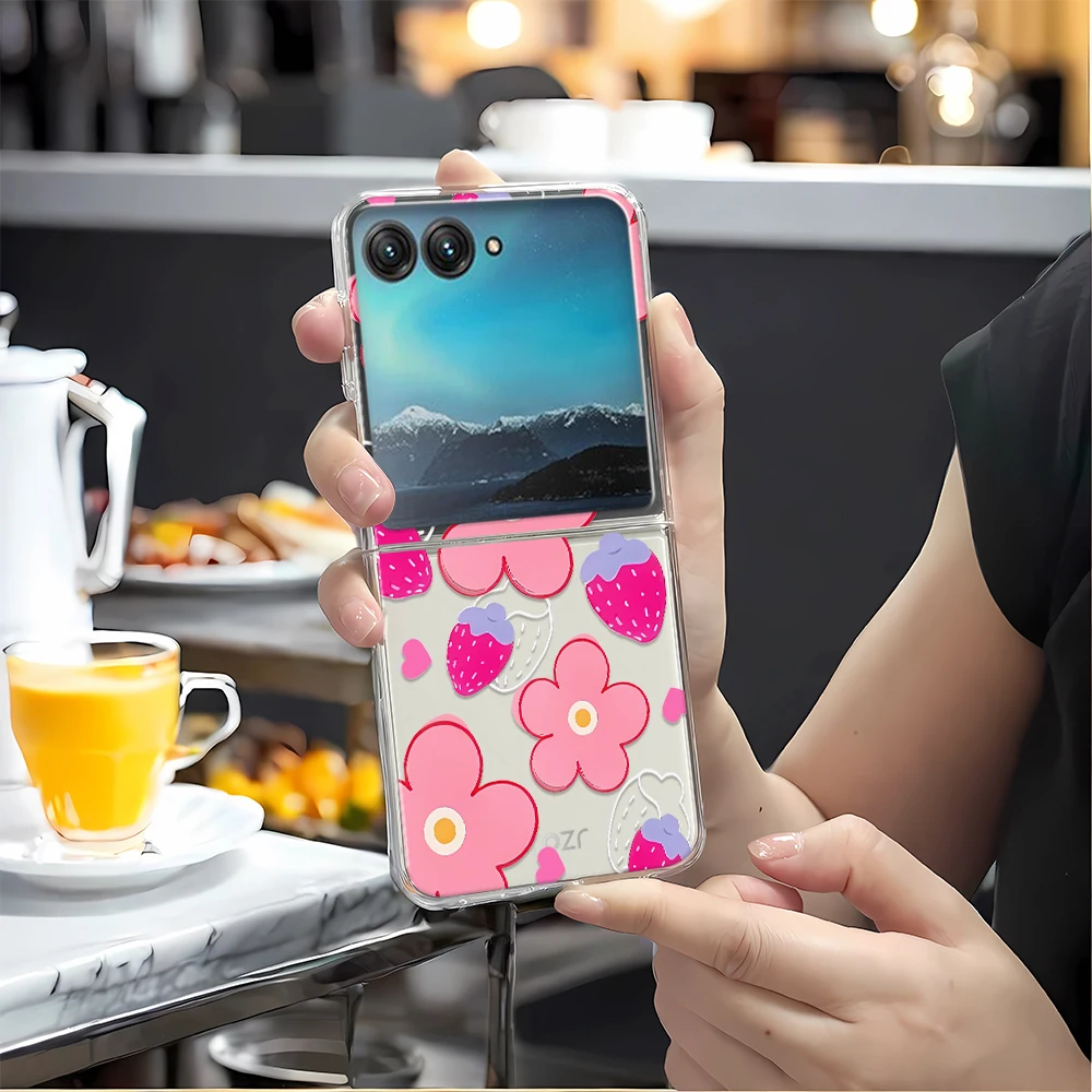 Fashion Pink Sakura Clear Folding Phone Case - Elegant Bumper Cover