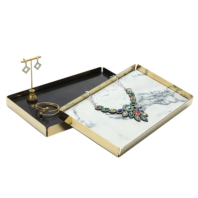 

New high-grade metal marble jewelry tray pendant ring jewelry store jewelry display plate