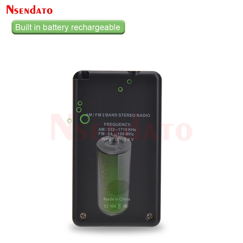 HRD-103 2 Band AM FM Digital Stereo Radio Receiver Portable Pocket Mini Radio With Headphones LCD Screen Rechargeable Battery