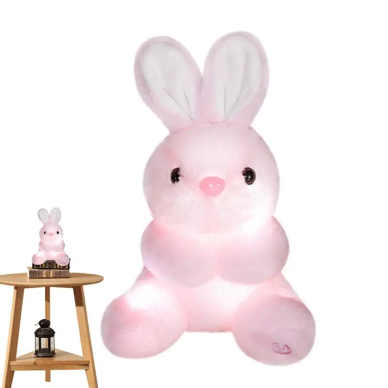 Bunny Plush Light Soft LED Animal Doll Animal Emotional Support Birthday Bunny Stuffed Animal Soft Companion Cuddly Buddy dug pinnick emotional animal 1 cd