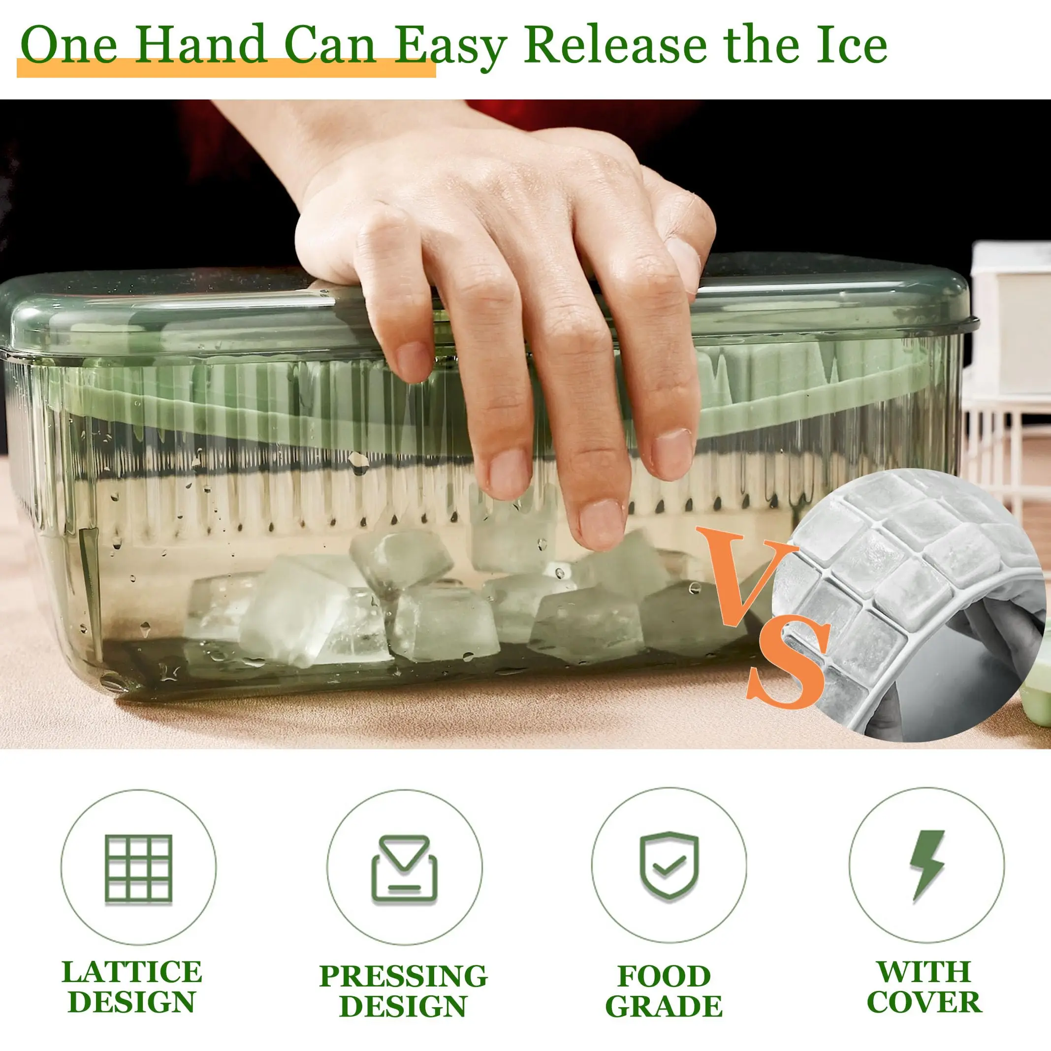 Description Picture 3 of itemSilicone Mold Ice Cube Tray with Lid Silicone Ice Buckets Ice Mold DIY Moulds Ice-cream Maker Kitchen Tool Ssummer Accessories