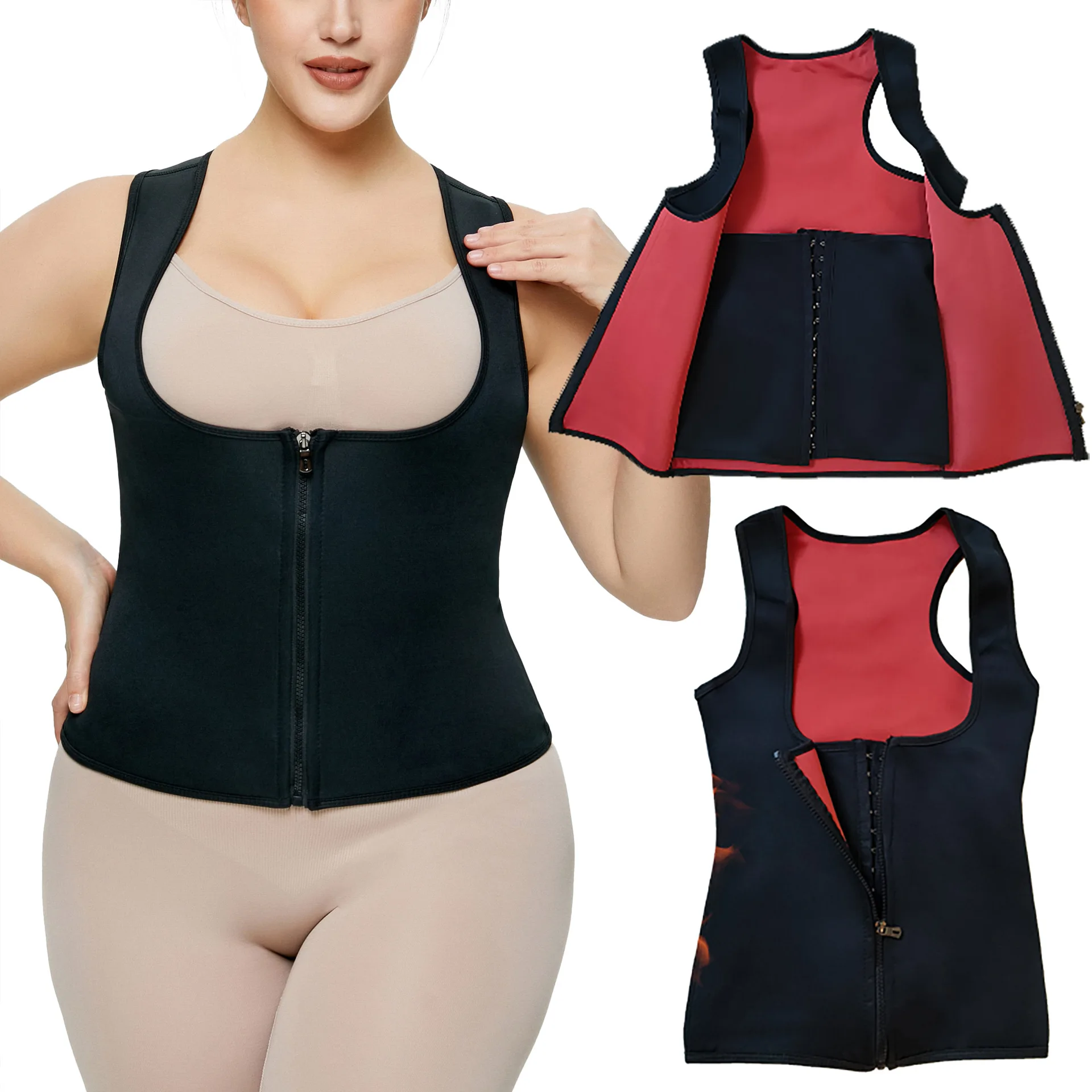 

Shapers for Slimming Adjustable Top with Double Waist Buckles and Sweat Waistband Shapewear Women