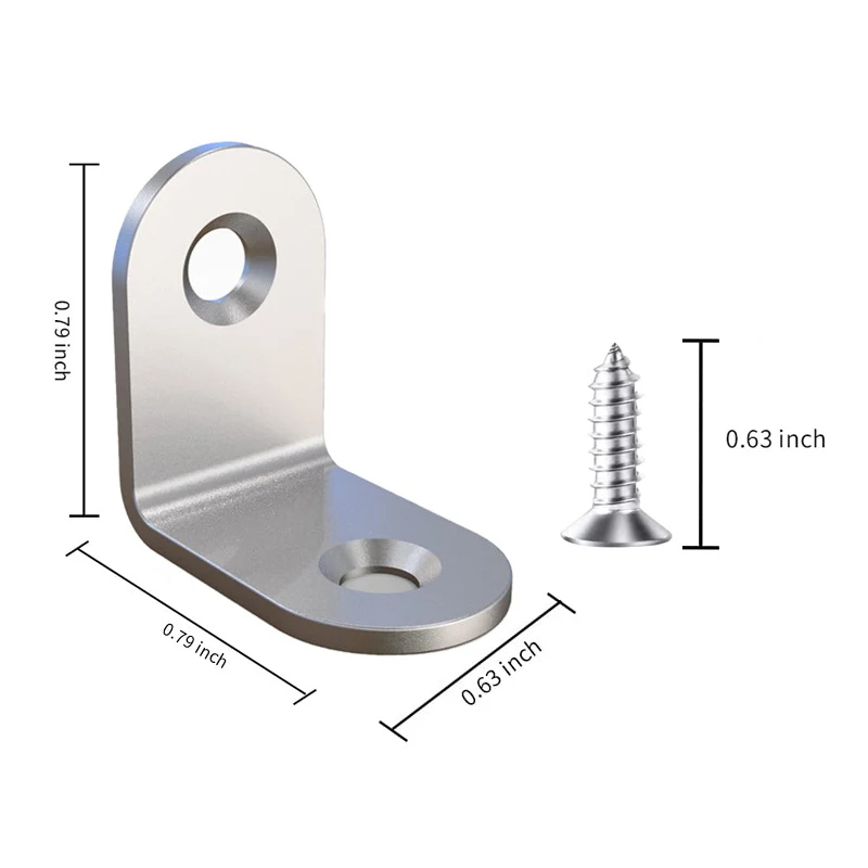10/20/50Pcs L Shaped Stainless Steel Bracket 90 Degree Right Angle Fastener with Screw for Wood Furniture Cabinet