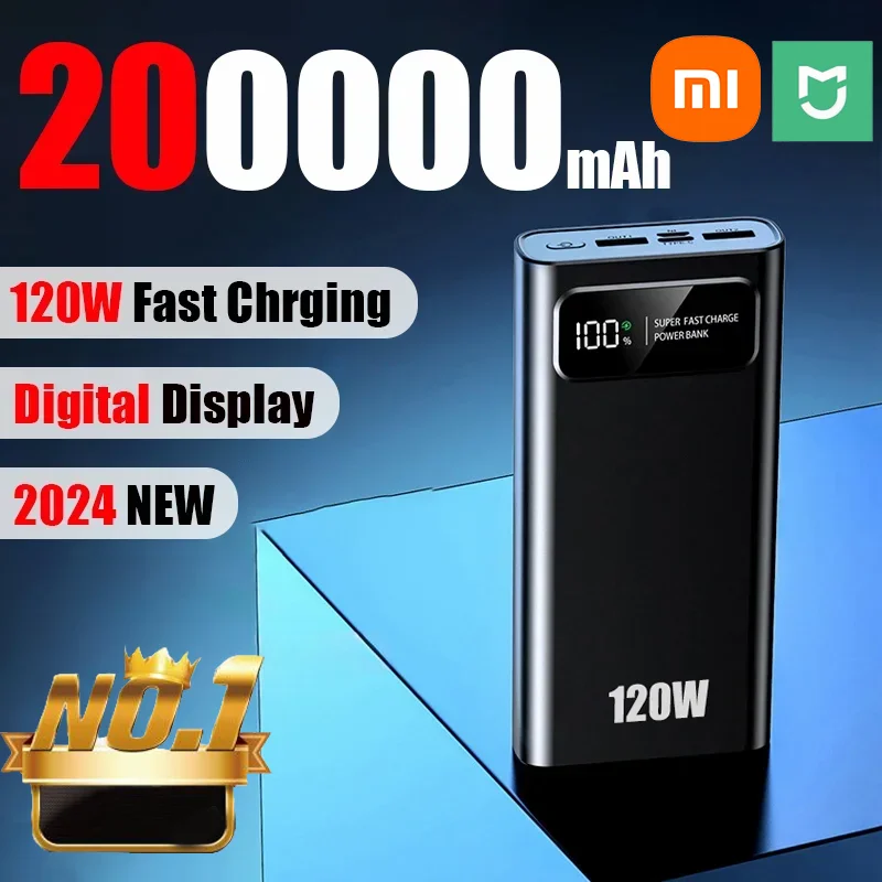 120W Charging Power Bank 200000mAh Ultralarge Capacity Digital Display for iPhone External Battery Xiaomi power bank