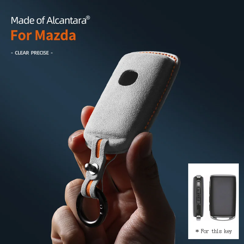Luxurious Alcantara Suede Car Key Case with Keychain - 4-Button Protector Cover