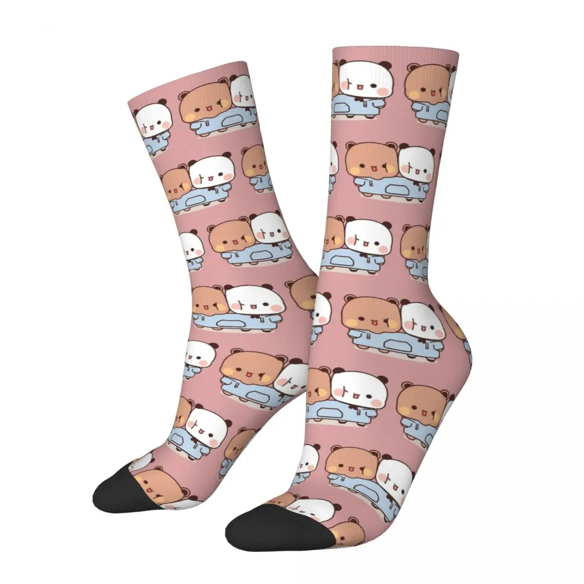 

All Seasons Crew Stockings Panda And Brownie Bear Couple Socks Harajuku Casual Hip Hop Long Socks for Men Women Christmas Gifts