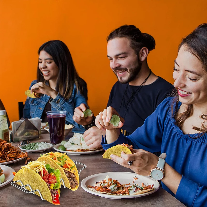 Taco Holder Mexican Pizza Roll Shelf Burrito Potato Chips Rack Shells Taco Rack Stainless Steel Creative Tableware Pancake Stand