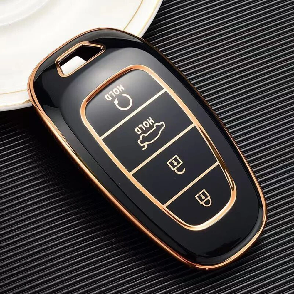 Tpu Car Remote Key Case Cover Fob Shell Protector Per Hyundai Sonata Tucson Santa Black Car Accessories