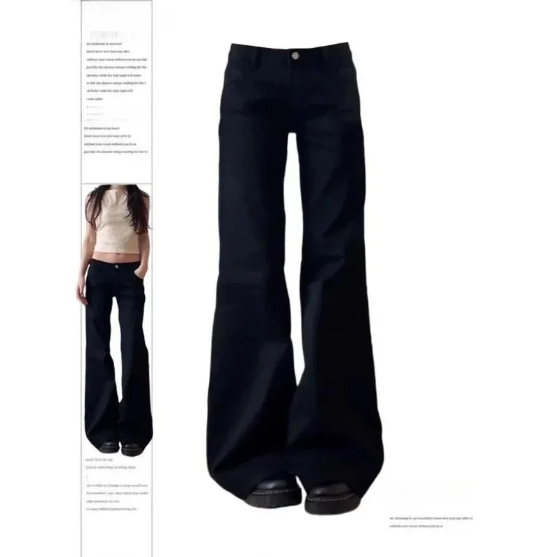Y2K Baggy Black Denim Trouser Washed Vintage Casual Minimalist Pants Grunge High Waist Solid Color Street Harajuku Retro Jeans 1