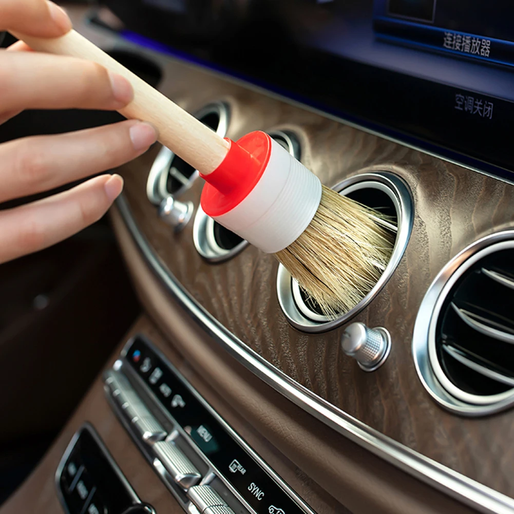 

5PCS Car Exterior Interior Detail Brush Boar Hair Bristle Brushes for Car Cleaning Auto Detail Tools Dashboard Cleaning Brush