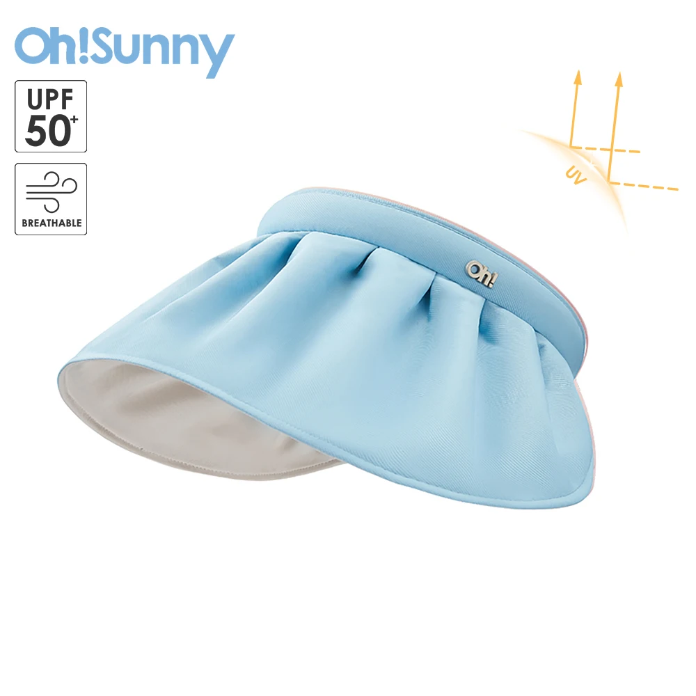 

OhSunny Women Sunshade Hat Sun Protection Wide Brim UPF50+ Empty Top Hats Dual Use Hair Hoop Sunhat Travel Beach Sunscreen