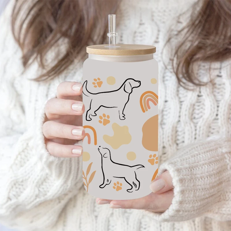 UV DTF Transfer Sticker Animal Cat Dog For The 16oz Libbey Glasses Wraps Bottles Cup Can DIY Waterproof Decals D7695