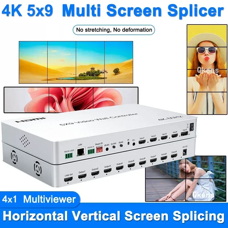 4K 5X9 Hdmi Video Wall Controller 2X2 3X3 Multi Screen Processor Orizzontale Verticale Splicer 90 180 ° Ruota Pip 4X1 Multiviewer