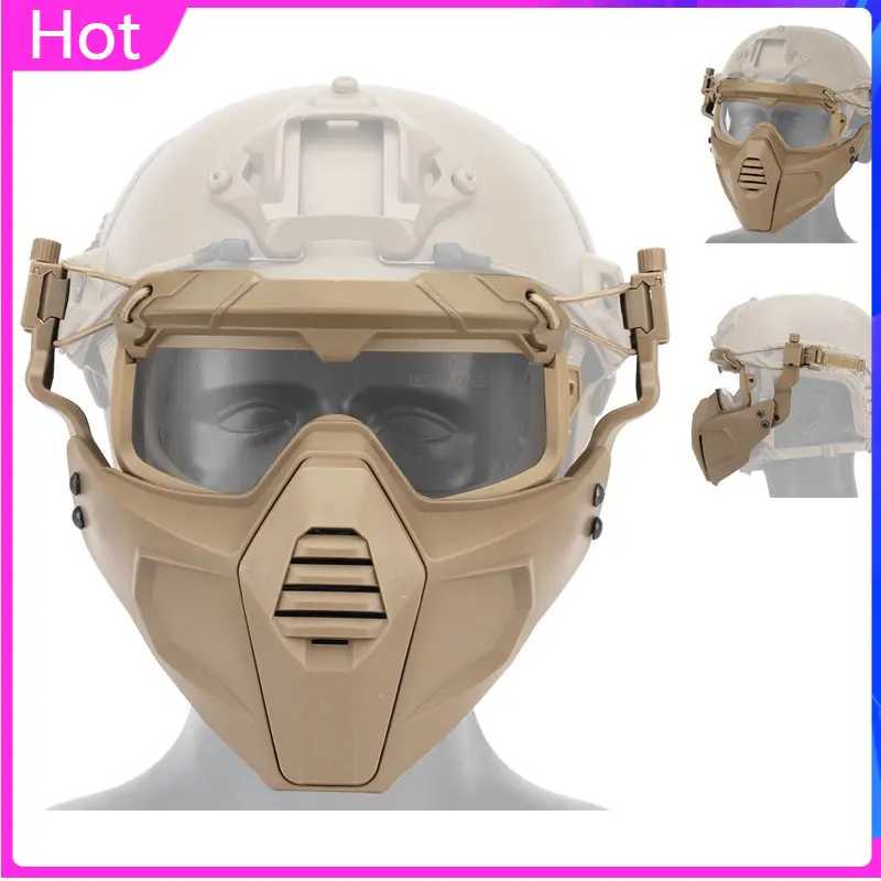 thumbnail image 2 of Tactical Airsoft Helmet & Mask Combo With Removable Anti-Fog Goggles - Adjustable, For Paintball, Airsoft, Outdoor Games 2 of 14
