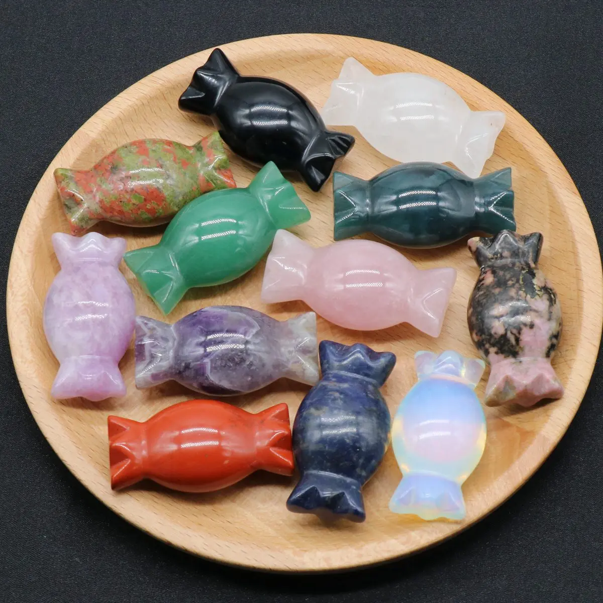 6PCS Amethyst Gemstone Candy Figurine for Halloween Christmas Engraving Healing Chakra Crystal Sculpture Ornament Statue Decor