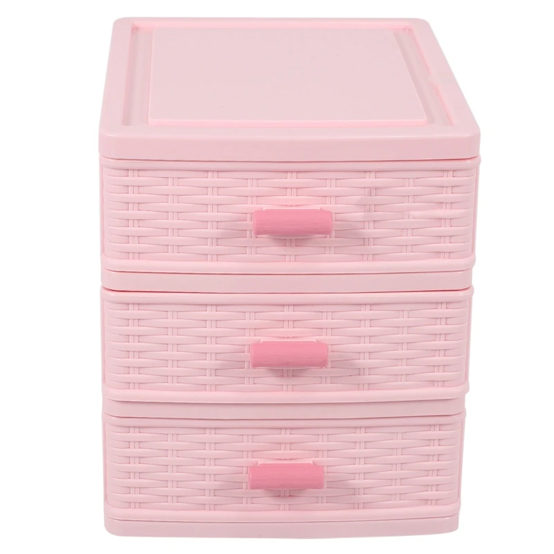 Pink Three Compartment Plastic Jewelry Storage Box