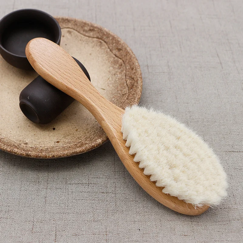 Soft Baby Wood Brush Newborn Baby Stuff Natural Wool Comb Infant Hair Brush Head Massager Portable Kid Babies Bath Accessories hair comb