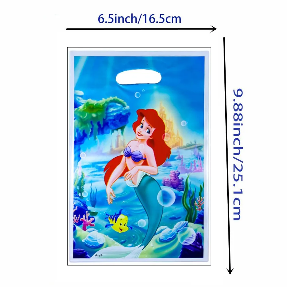thumbnail image 1 of Bolsa de regalo de plástico con forma de sirena Ariel, para galletas y dulces, para fiestas de cumpleaños infantiles, regalo para el hogar, 1 of 5
