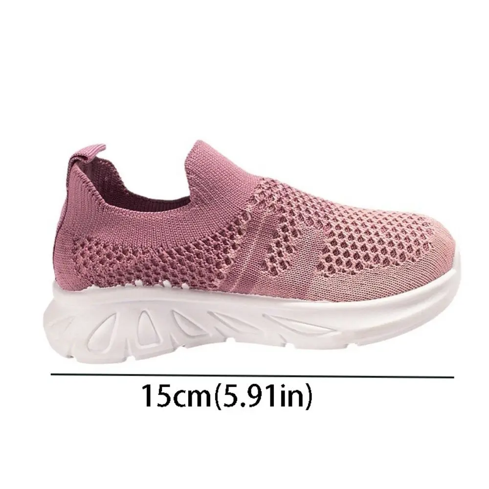 Mesh Upper Children Running Sneakers Soft Soled Lightweight Kids Shoes Slip-on Style Patchwork Design Breathable Sneakers